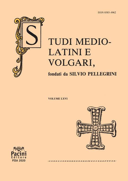 Studi mediolatini e volgari (2020). Vol. 66 - copertina