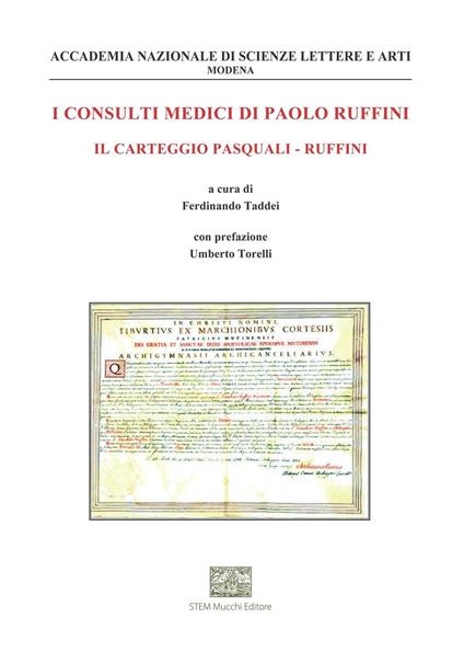 I consulti medici di Paolo Ruffini. Il carteggio Pasquali-Ruffini - Paolo Ruffini - copertina