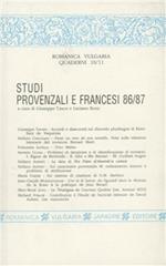 Studi provenzali e francesi '86-'87
