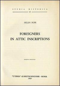 Foreigners in attic inscriptions (1947) - H. Pope - copertina