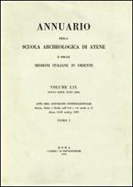 Annuario della Scuola archeologica di Atene e delle Missioni italiane in Oriente. Grecia, Italia e Sicilia nell'VIII e VII secolo a. C.. Vol. 61