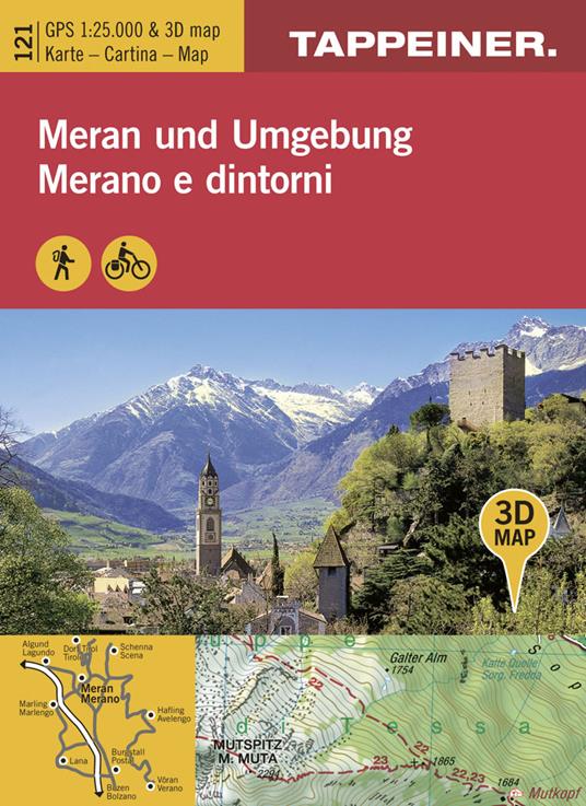 Cartina Merano e dintorni. Carta escursionistica & carta panoramica aerea. Ediz. multilingue - copertina