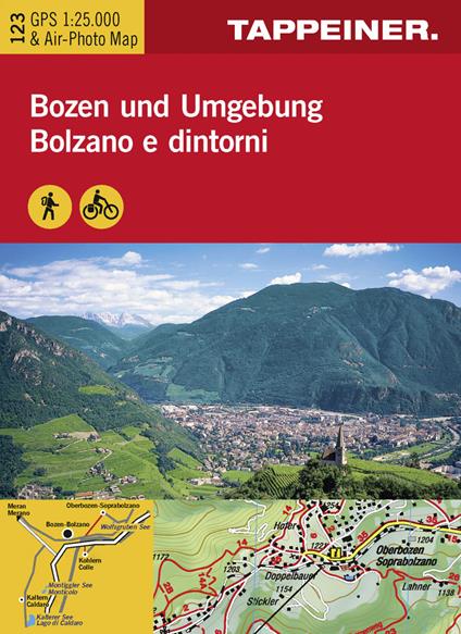 Cartina Bolzano e dintorni. Carta escursionistica & carta panoramica aerea. Ediz. multilingue - copertina