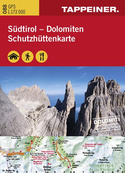 Cartina dei rifugi. Alto Adige-Dolomiti. Ediz. italiana e tedesca - copertina