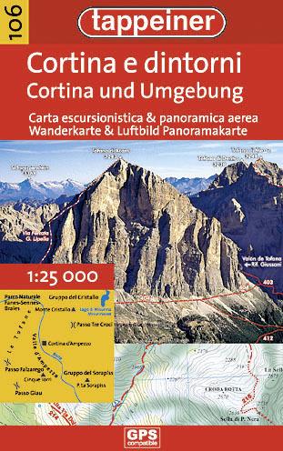 Cortina e dintorni. Carta escursionistica & panoramica aerea 1:25.000. Ediz. italiana e tedesca - copertina