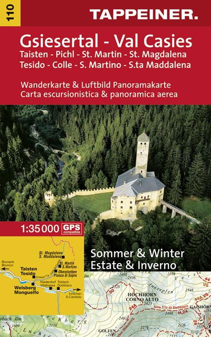 Val Casies. Tesido Colle S. Martino S.ta Maddalena. Carta escursionistica & panoramica aerea 1:35.000. Ediz. italiana e tedesca - copertina