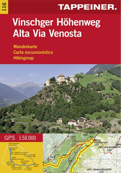 Alta Via Venosta. Carta escursionistica 1:50.000. Ediz. italia, inglese e tedesca - copertina