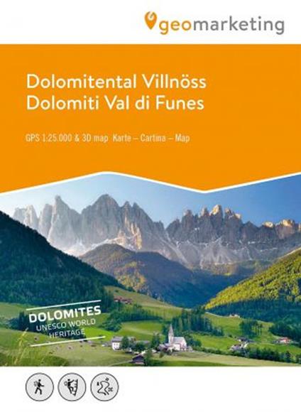 Dolomiti Val di Funes. Carta escursionistica 1:25.000. Ediz. italiana, inglese e tedesca - copertina