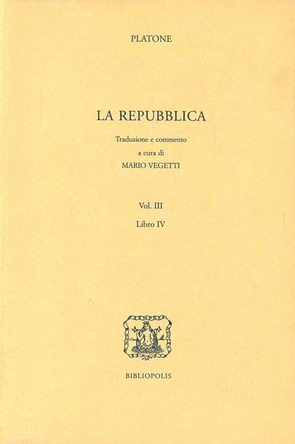 La Repubblica. Libro 4º - Platone - copertina