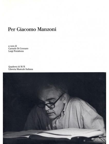 Per Giacomo Manzoni - copertina