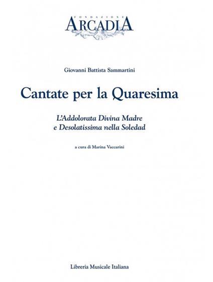 Cantate per la Quaresima. Il pianto di s. Pietro (J-C 117) - G. Battista Sammartini - copertina
