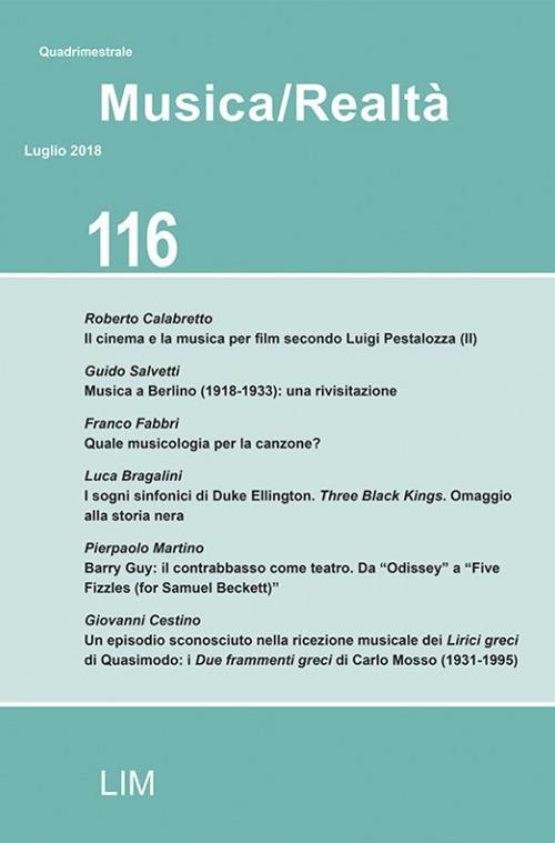 Musica/realtà (2018). Vol. 116: Luglio. - copertina