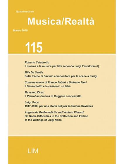 Musica/realtà (2018). Vol. 115: Marzo. - copertina