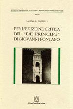 Per l'edizione critica del «De principe» di Giovanni Pontano
