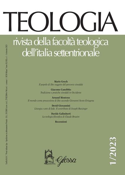 Teologia. Rivista della facoltà teologica dell'Italia settentrionale (2023). Vol. 1 - copertina