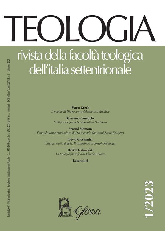 Teologia. Rivista della facoltà teologica dell'Italia settentrionale (2023). Vol. 1 - copertina