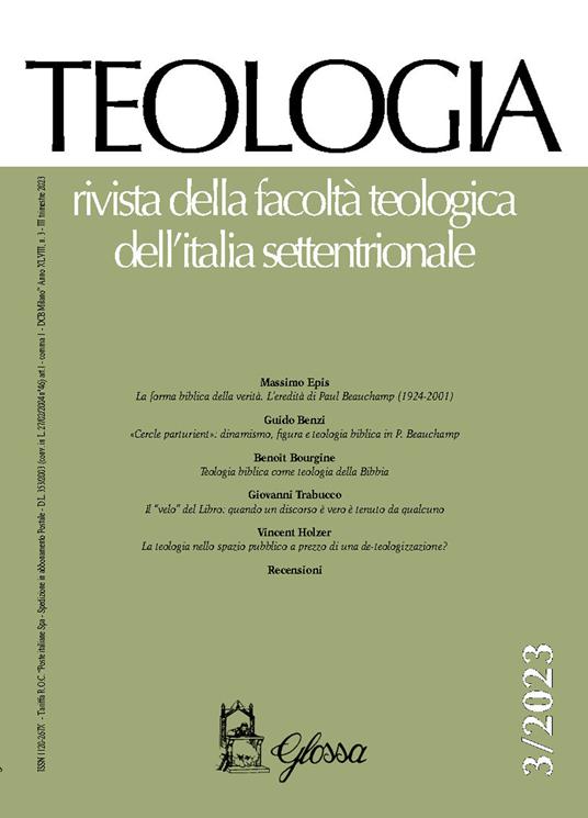 Teologia. Rivista della facoltà teologica dell'Italia settentrionale (2023). Vol. 3 - copertina
