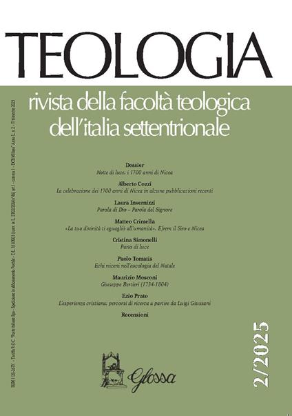 Teologia. Rivista della facoltà teologica dell'Italia settentrionale (2025). Vol. 2 - copertina