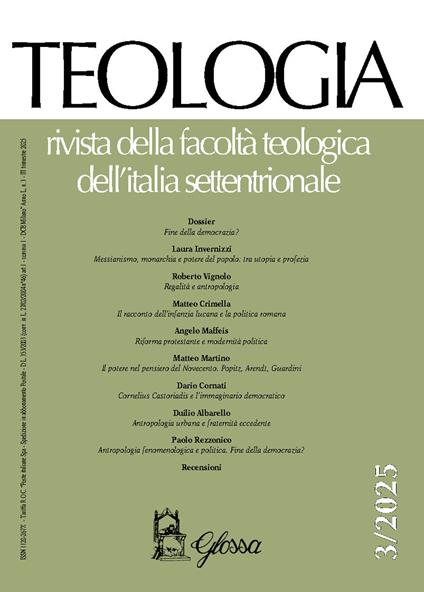Teologia. Rivista della facoltà teologica dell'Italia settentrionale (2025). Vol. 3 - copertina