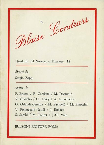 Quaderni del Novecento francese. Vol. 12: Blaise Cendrars. - copertina