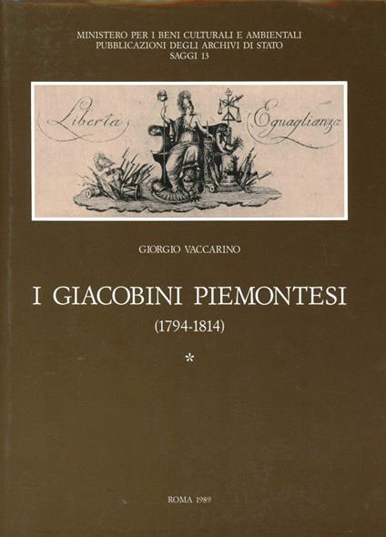 I giacobini piemontesi (1794-1814) - Giorgio Vaccarino - copertina