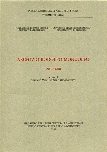 Archivio Rodolfo Mondolfo. Inventari - copertina