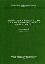Riconoscimenti di predicati italiani e di titoli nobiliari pontifici nella Repubblica Italiana. Repertorio
