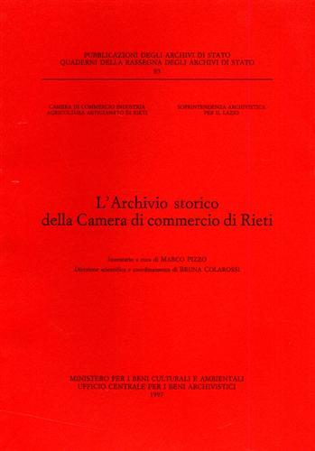 L' archivio storico della Camera di commercio di Rieti. Inventario - copertina