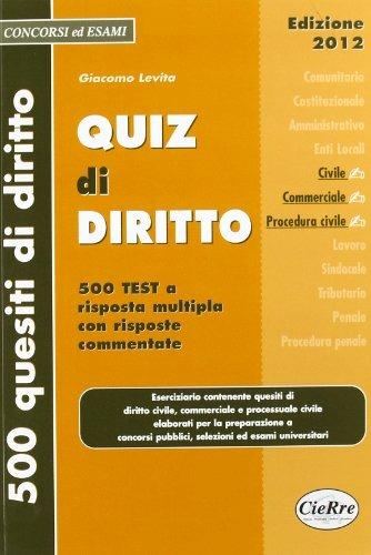Quiz di diritto. Diritto civile, commerciale, procedura civile - Giacomo Levita - copertina