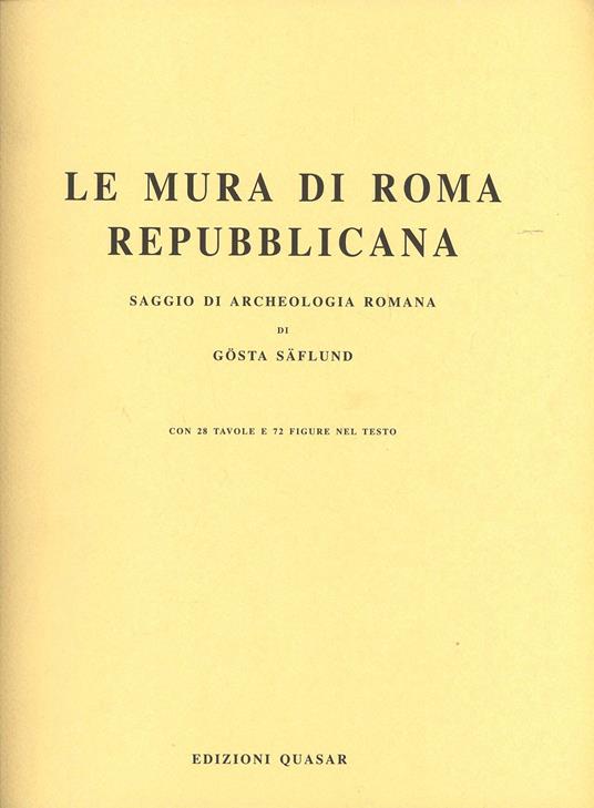 Le mura di Roma repubblicana - Gosta Saflund - copertina