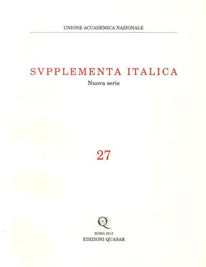 Supplementa italica. Vol. 27 - copertina