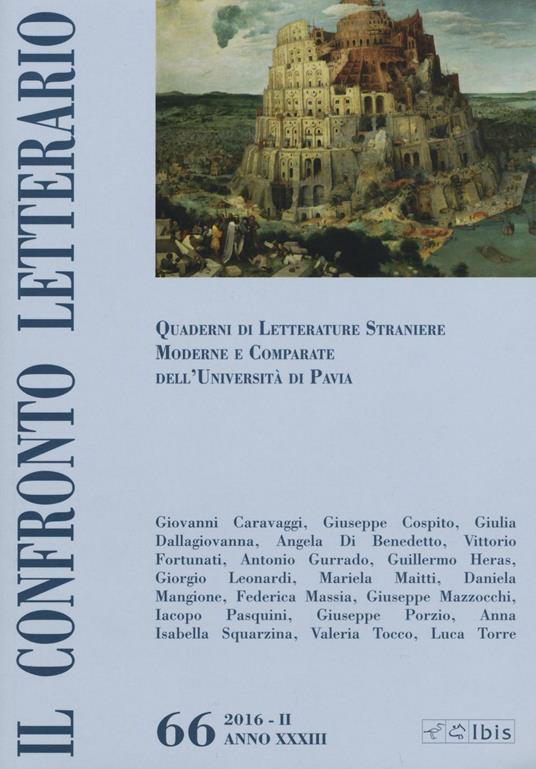 Il confronto letterario. Quaderni del Dipartimento di lingue e letterature straniere moderne dell'Università di Pavia. Vol. 66 - copertina