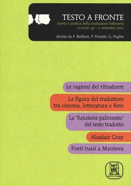 Testo a fronte. Vol. 47 - copertina