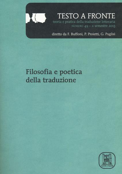 Testo a fronte. Vol. 49 - copertina