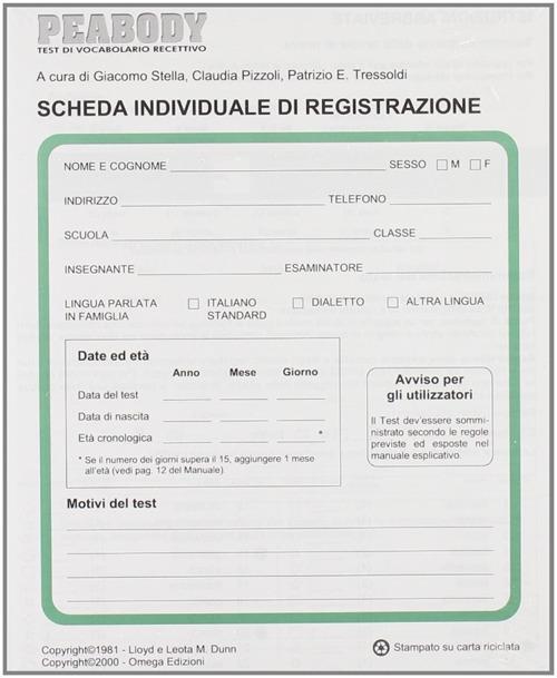 Peabody. Scheda individuale - copertina