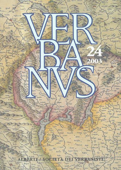 Verbanus. Rivista per la cultura, l'arte, la storia del lago. Vol. 24 - copertina
