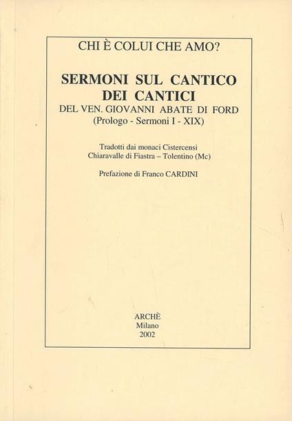 Sermoni sul Cantico dei Cantici (Prologo-Sermoni I-XIX) - Giovanni di Ford - copertina