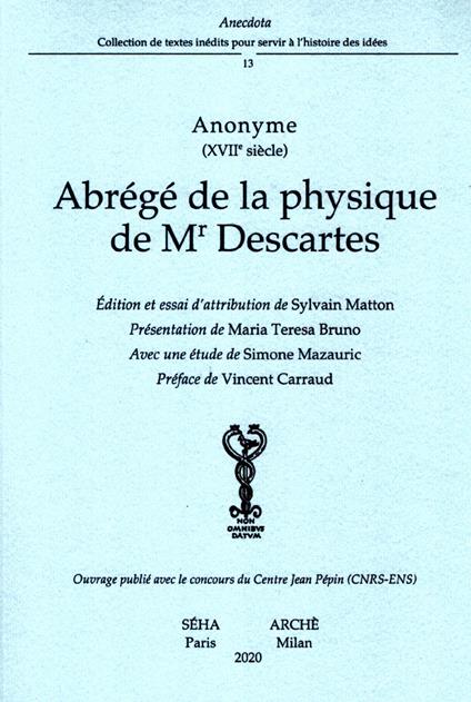 Abrégé de la physique de Mr Descartes - Anonimo del XVII secolo - copertina