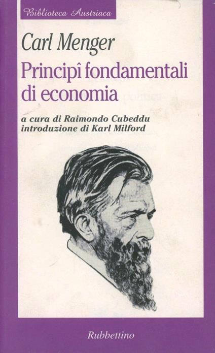 Principi fondamentali di economia - Carl Menger - copertina