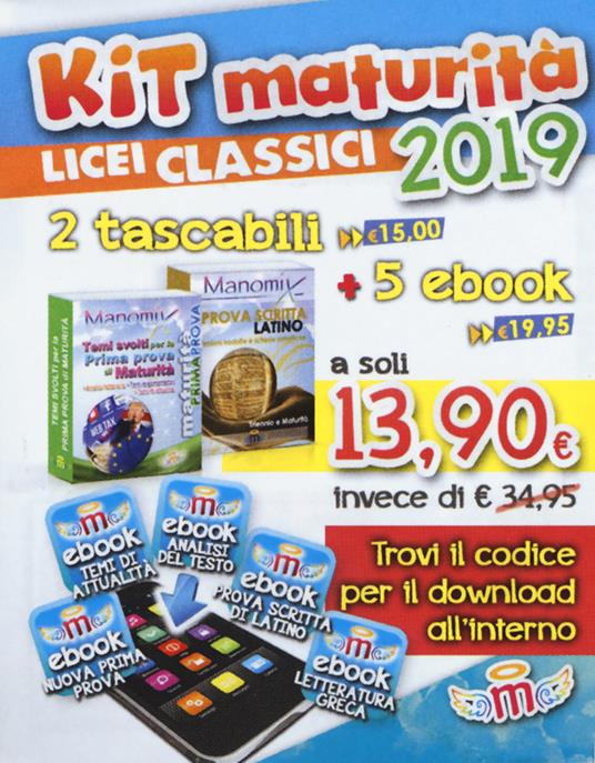 Manomix. Kit maturità 2019. Licei classici: Temi svolti per la prima prova di maturità-Prova scritta di latino. Con 5 ebook - copertina