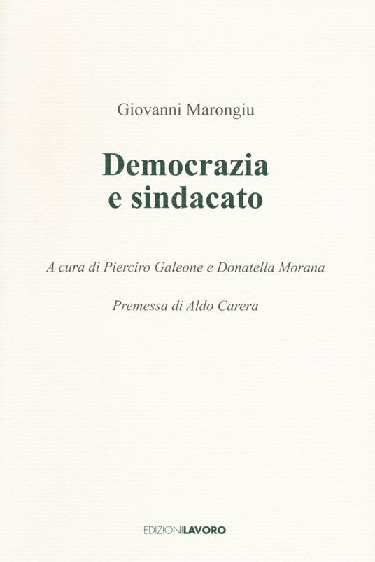 Democrazia e sindacato - Giovanni Marongiu - copertina