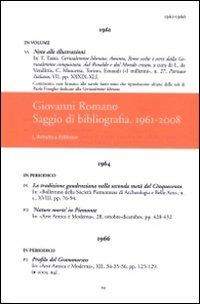 Giovanni Romano. Saggio di una bibbliografia (1961-2008) - copertina