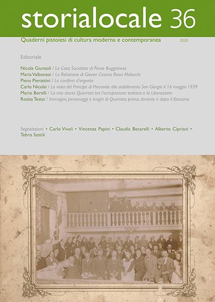 Storia locale. Quaderni pistoiesi di cultura moderna e contemporanea. Vol. 36 - copertina