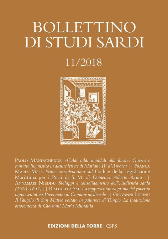 Bollettino di studi sardi (2018). Vol. 11 - copertina