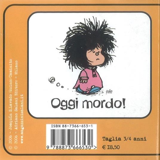 T-Shirt Mafalda a maniche corte, bambino 3/4 anni. Bianco. Oggi mordo! - 2