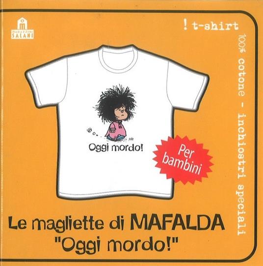 T-Shirt Mafalda a maniche corte, bambino 5/6 anni. Bianco. Oggi mordo!