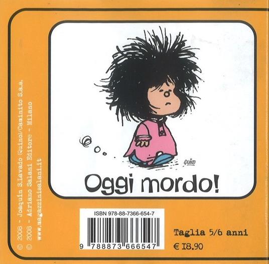 T-Shirt Mafalda a maniche corte, bambino 5/6 anni. Bianco. Oggi mordo! - 2