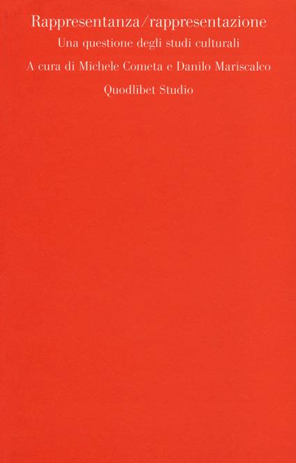 Rappresentanza-rappresentazione. Una questione degli studi culturali - copertina