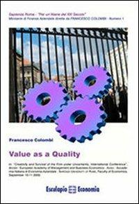 Value as a quality - Francesco Colombi - copertina