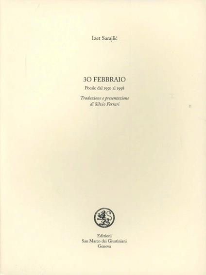 30 febbraio - Izet Sarajlic - copertina